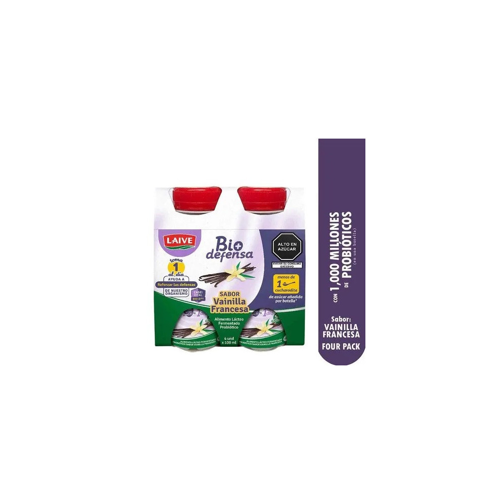 Alimento Lácteo LAIVE Biodefensa Sabor a Vainilla Francesa Botella 100ml Paquete 4un Alimento Lácteo LAIVE Biodefensa Sabor a Vainilla Francesa Botella 100ml Paquete 4un
