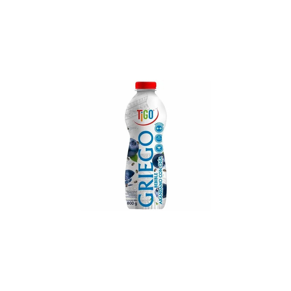 Yogurt Bebible Griego TIGO Arándano y Chía Botella 800g Yogurt Bebible Griego TIGO Arándano y Chía Botella 800g