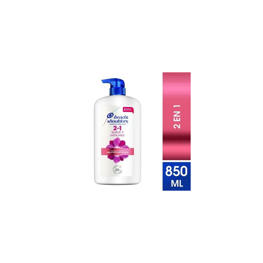 Shampoo HEAD & SHOULDERS 2 En 1 Suave Y Manejable Control Caspa Frasco 850ml Shampoo HEAD & SHOULDERS 2 En 1 Suave Y Manejable Control Caspa Frasco 850ml