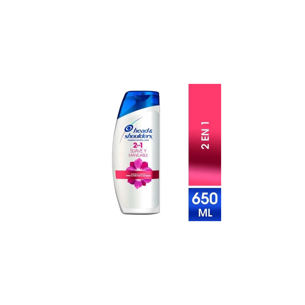 Shampoo HEAD & SHOULDERS 2 en 1 Suave y Manejable Control Caspa Frasco 650ml