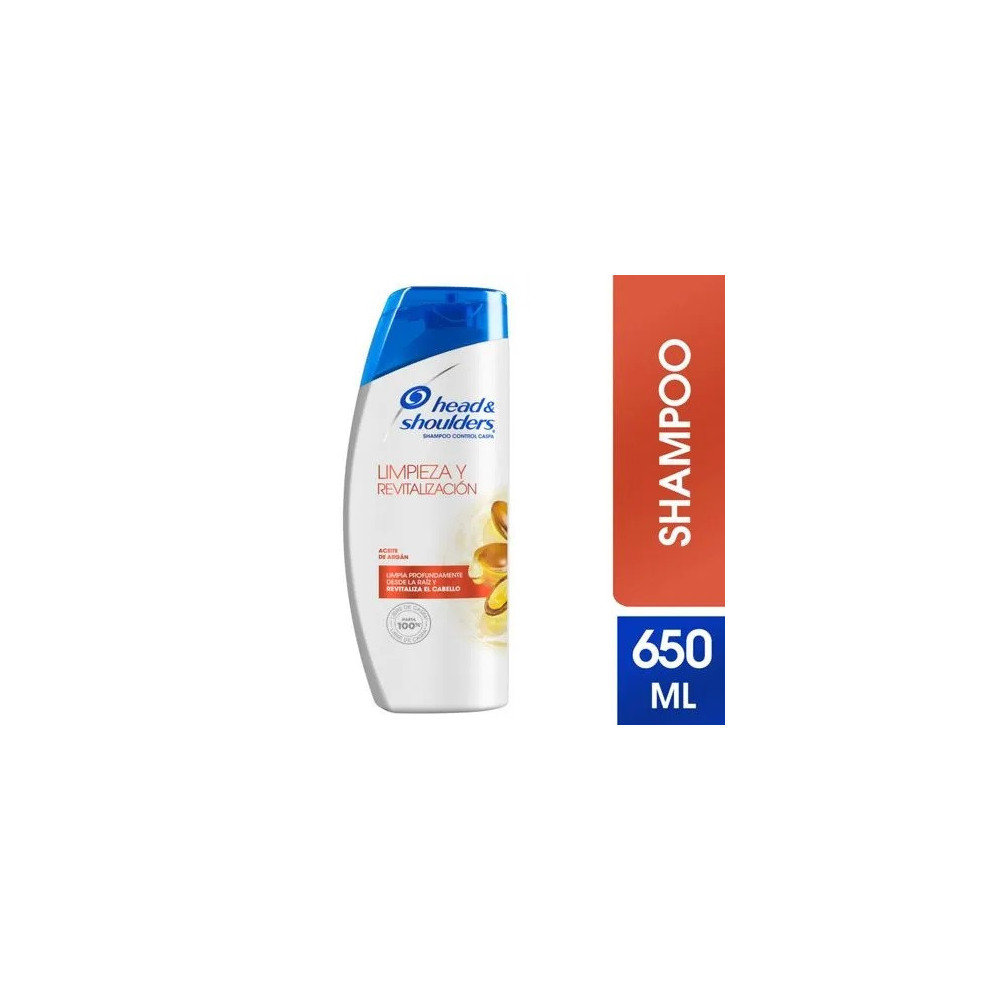 Shampoo HEAD & SHOULDERS Limpieza y Revitalización Aceite de Argán Control Caspa Frasco 650ml Shampoo HEAD & SHOULDERS Limpieza y Revitalización Aceite de Argán Control Caspa Frasco 650ml