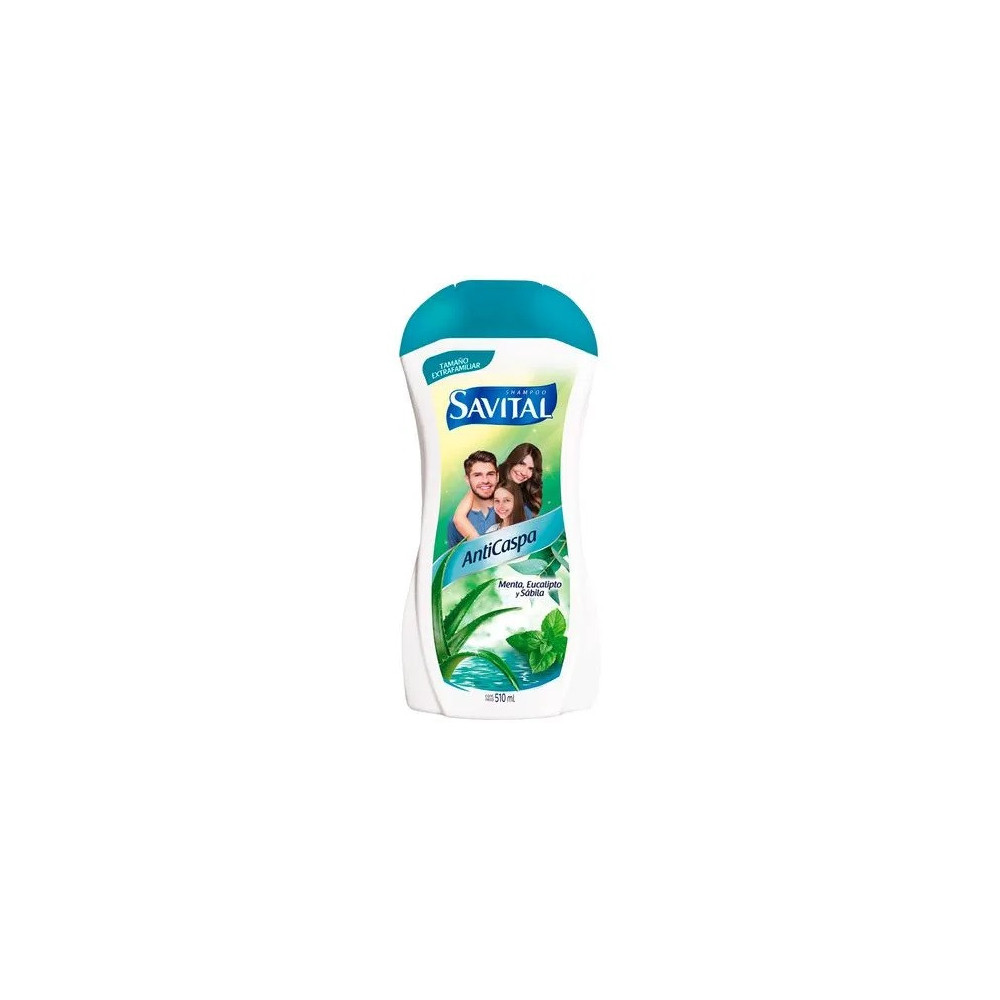 Shampoo SAVITAL Anticaspa Menta, Eucalipto y Sábila Frasco 510ml