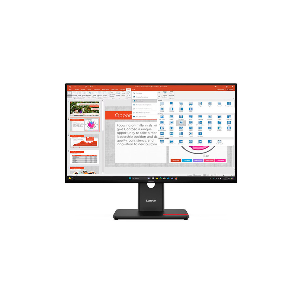 Monitor Plano Lenovo ThinkVision T27-40, 27" WLED FHD