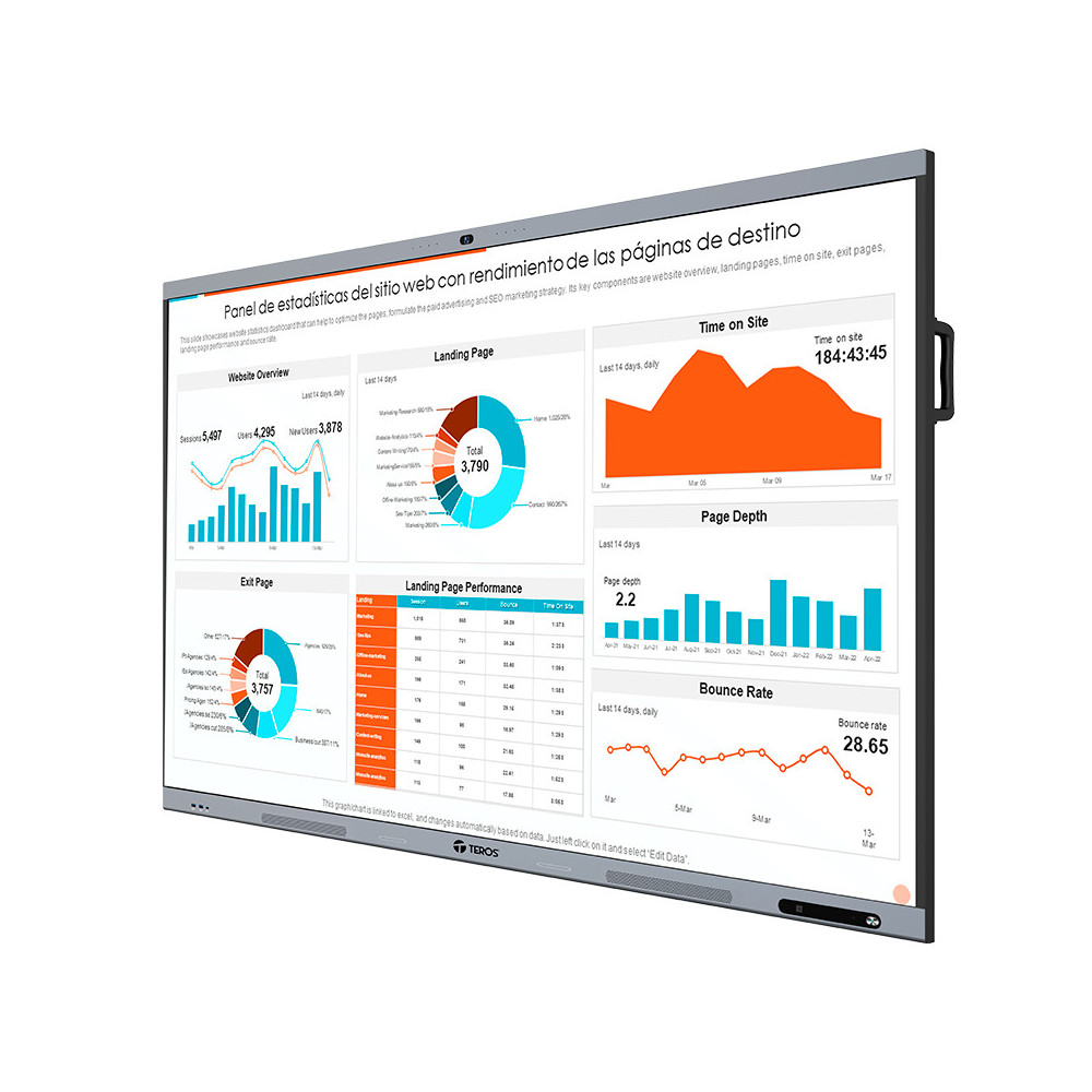 Pantalla Táctil Interactiva TEROS TE8612W, 86" D-LED