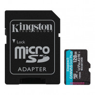 Memoria Flash microSD Kingston Canvas Go! Plus, 128GB, con adaptador SD