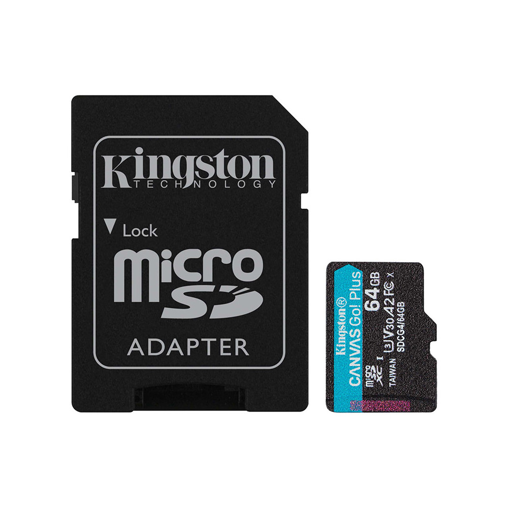 Memoria Flash microSD Kingston Canvas Go! Plus, 64GB, con adaptador SD