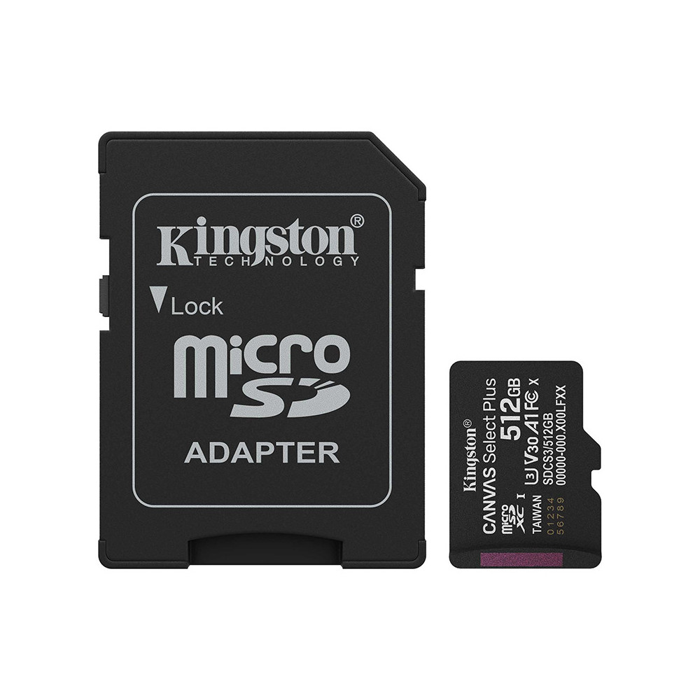 Tarjeta de Memoria Kingston 512GB MicroSD Canvas Select Plus -150MB/seg - UHS-I Clase 10