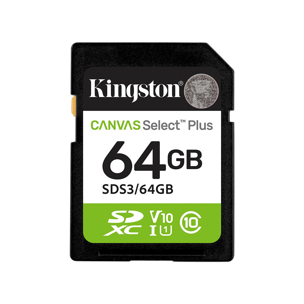 Memoria Card SD Kingston SD Canvas Select Plus, 64GB, categoría de velocidad: UHS-I/U1/V10