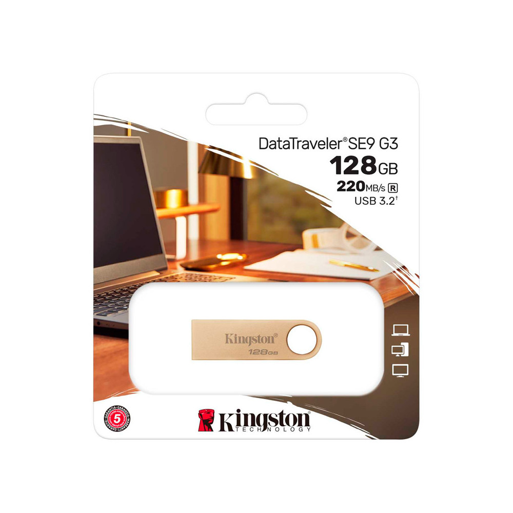 Memoria Flash USB Kingston DataTraveler SE9 G3, 128GB, USB 3.2 Gen 1 (Tipo-A)