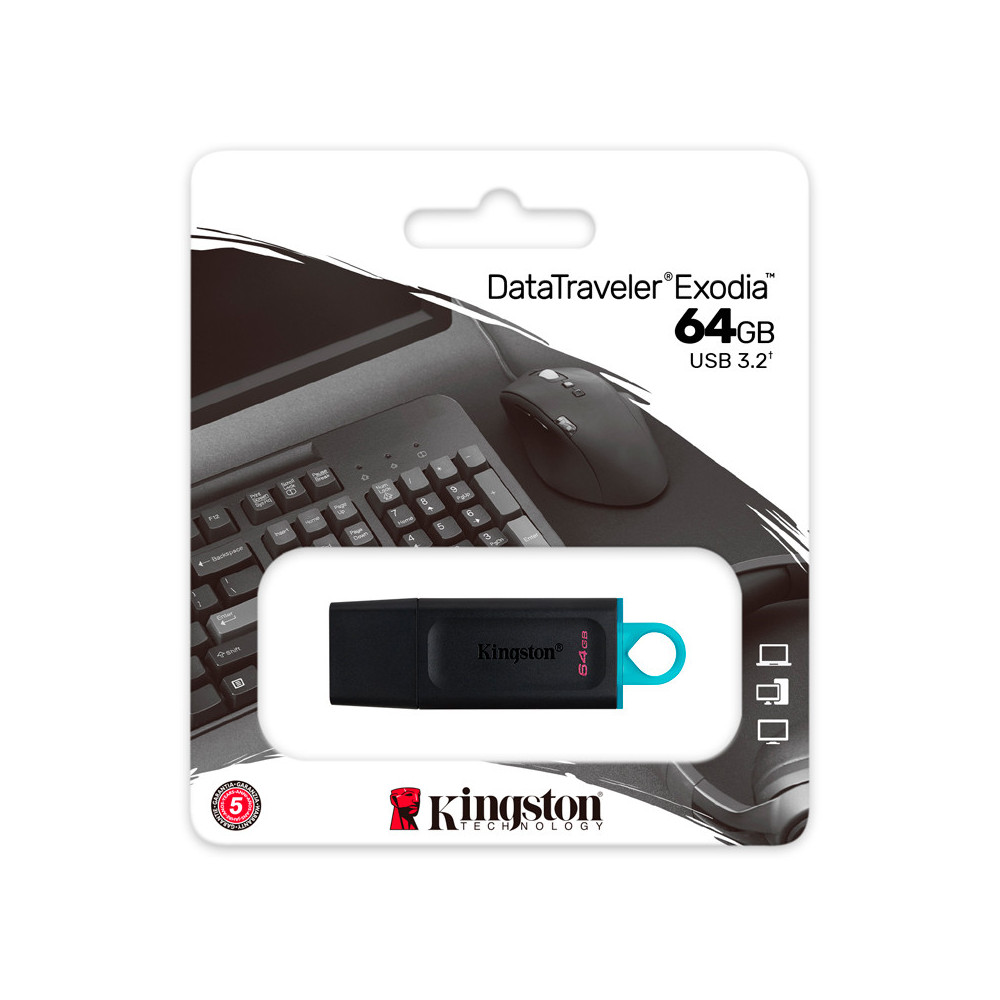 Memoria Flash USB Kingston DataTraveler Exodia 64GB, USB 3.2 Gen 1