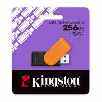 Memoria Flash USB Kingston DataTraveler Exodia S, 256GB, interfaz: USB 3.2 Gen 1, Naranja