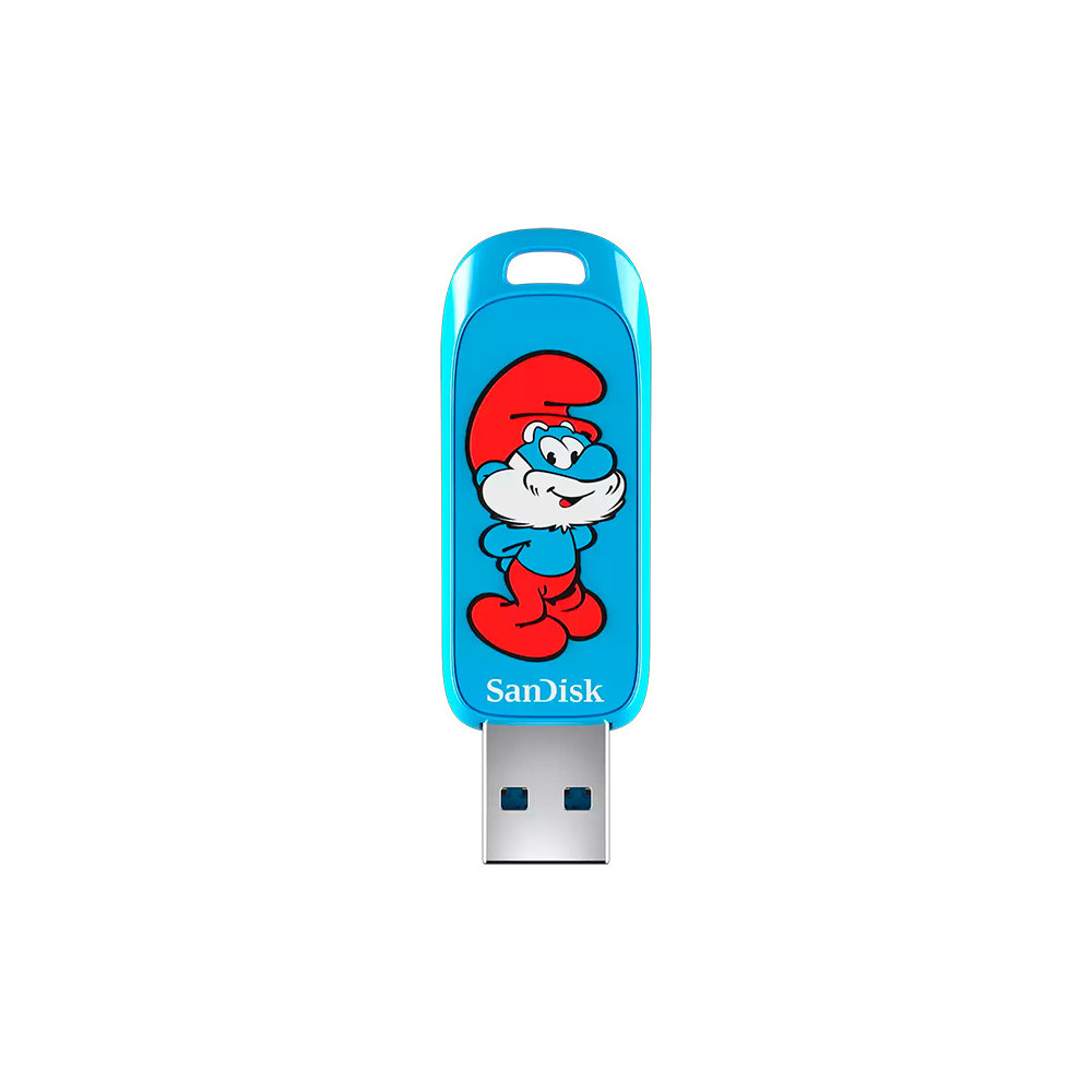 Unidad Flash Sandisk USB SMURFS, 128 GB, USB 3.2 GEN 1,USB-A, Hasta 130 MB/S