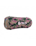 Parlante TEROS Ultra TE-6046M, BT 5.3, RGB, TWS, color marrón militar camuflado