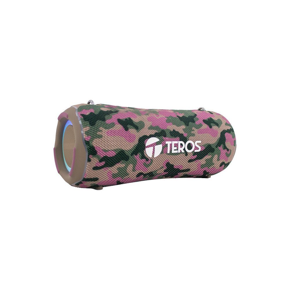 Parlante TEROS Ultra TE-6046M, BT 5.3, RGB, TWS, color marrón militar camuflado
