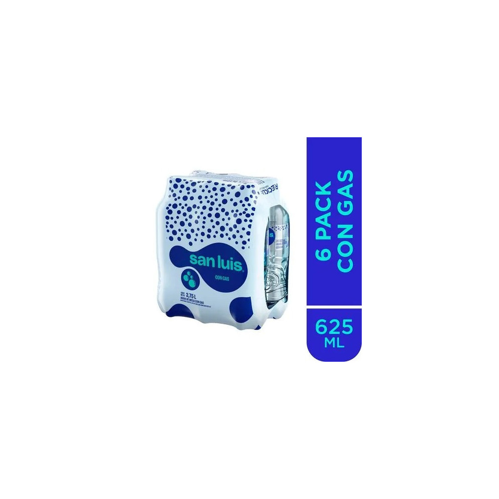 Agua Mineral SAN LUIS Con Gas Botella 625ml Paquete 6unidades