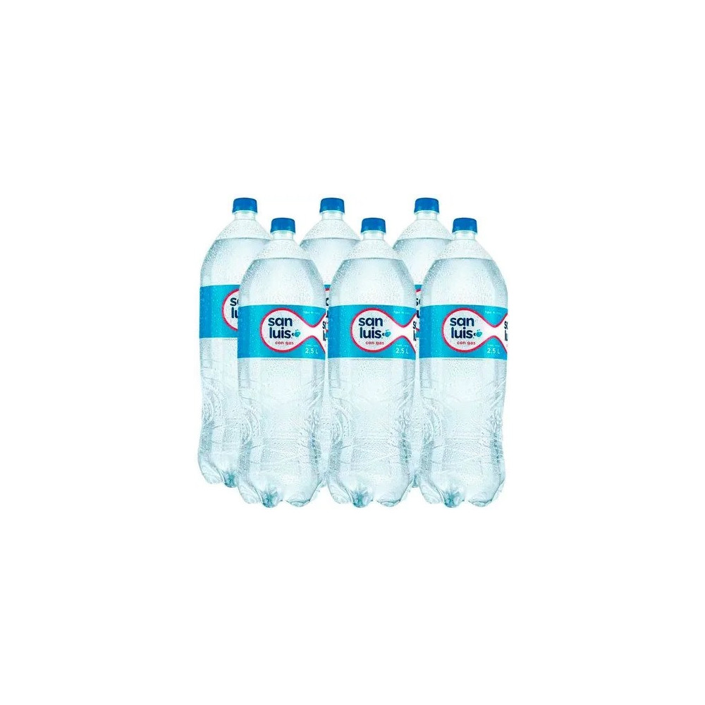 Agua Mineral SAN LUIS Con Gas Paquete 6 Botellas 2.5L c/u