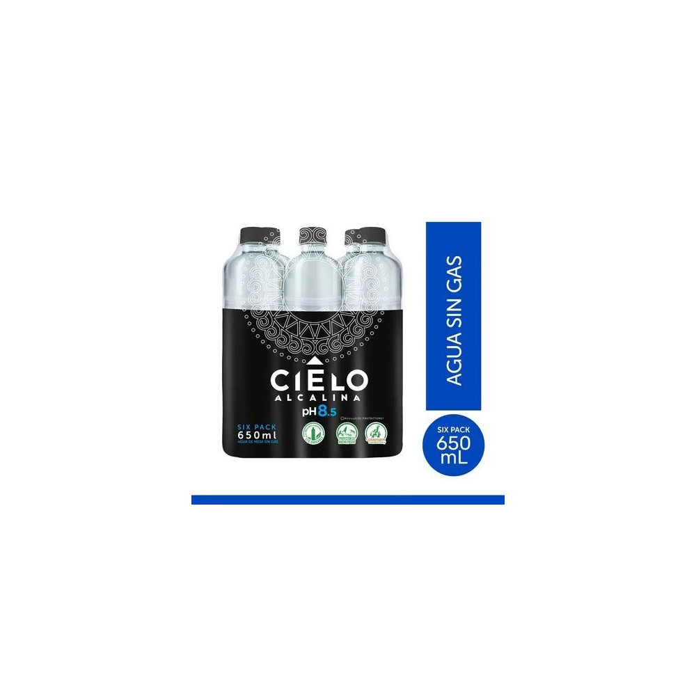 Agua sin Gas CIELO Alcalina Botella 650ml Paquete 6unidades