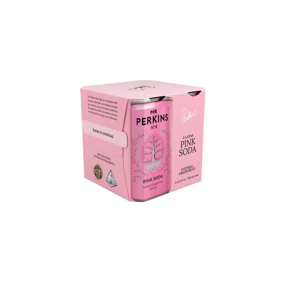 Agua Saborizada MR PERKINS Soda Pink 4 Pack Lata 180ml