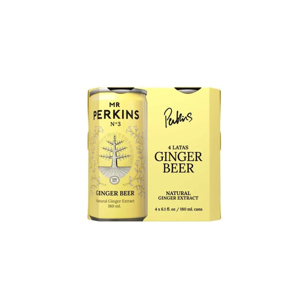 Agua Saborizada MR PERKINS Beer Lata 180ml Paquete 4un