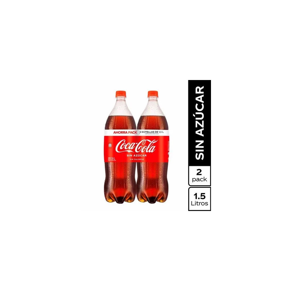 Gaseosa COCA COLA sin Azúcar 2Pack Botella 1.5L