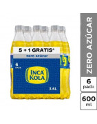 Gaseosa sin Ázucar INCA KOLA Botella 600ml Paquete 6unidades